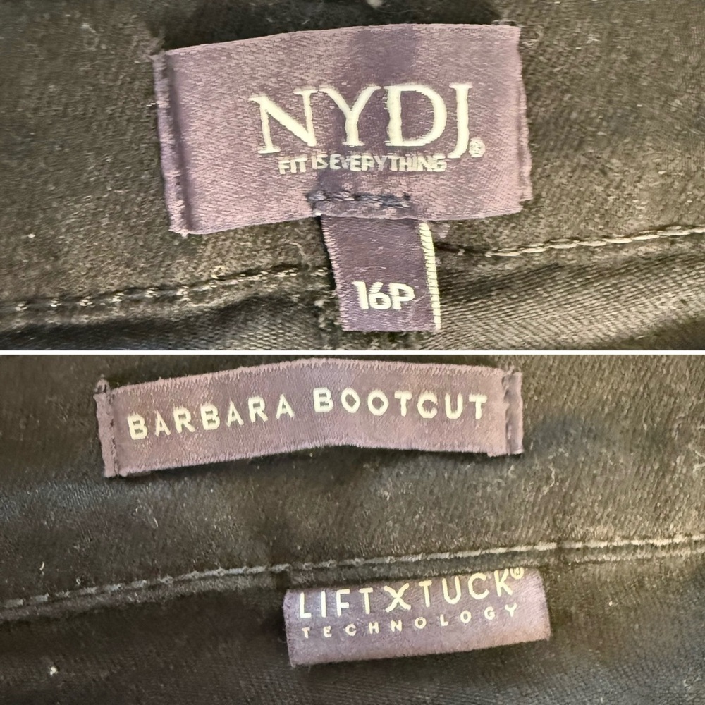 NWT NYDJ Barbara Bootcut Jeans 16P Black Lift Tuck Petite $139 Retail - Picture 6 of 13